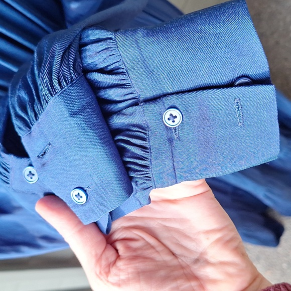 Banana Republic Blue Tiered Long Sleeve Maxi Dress Size Medium - Picture 8 of 16